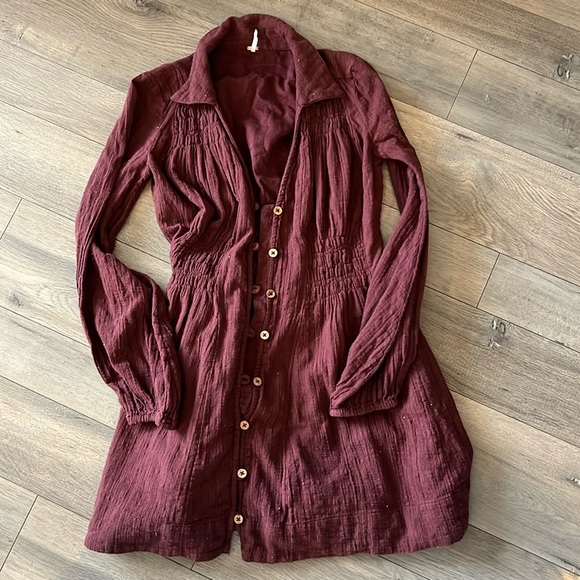 Free People Dresses & Skirts - Free People burgundy button dress